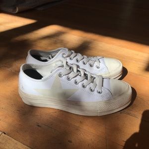 White Low Top Platform Converse